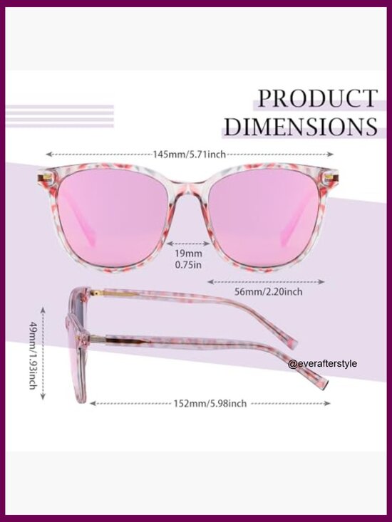 Mirrored Polarized Sunglasses with UV Protection, Cat Eye Oversized Frame main image 5